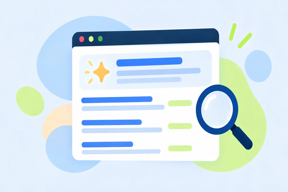 A browser window with a highlighted summary box above the search results